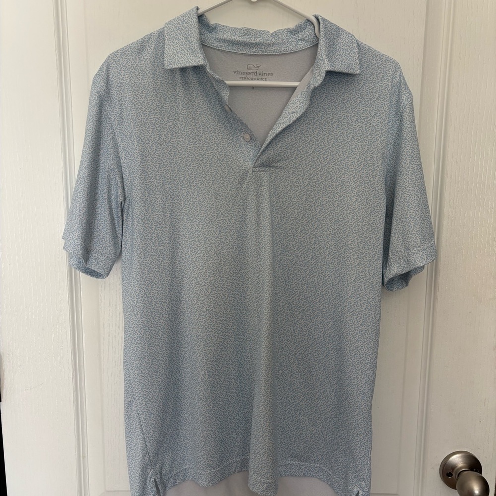 Vineyard Vines Men's Sky Blue Patterned Polo